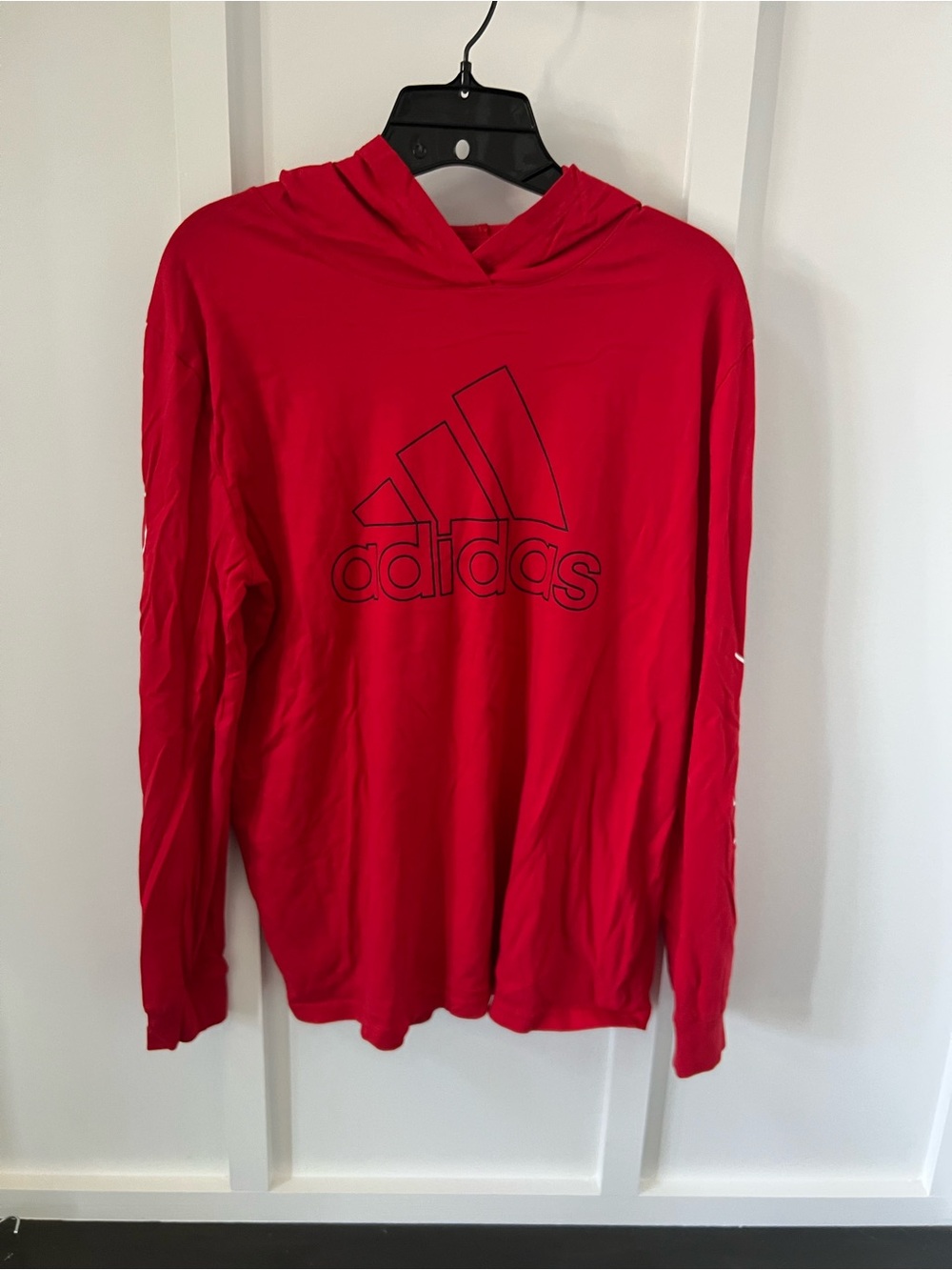 Adidas Boys Bright Red Logo Hooded Long Sleeve Top